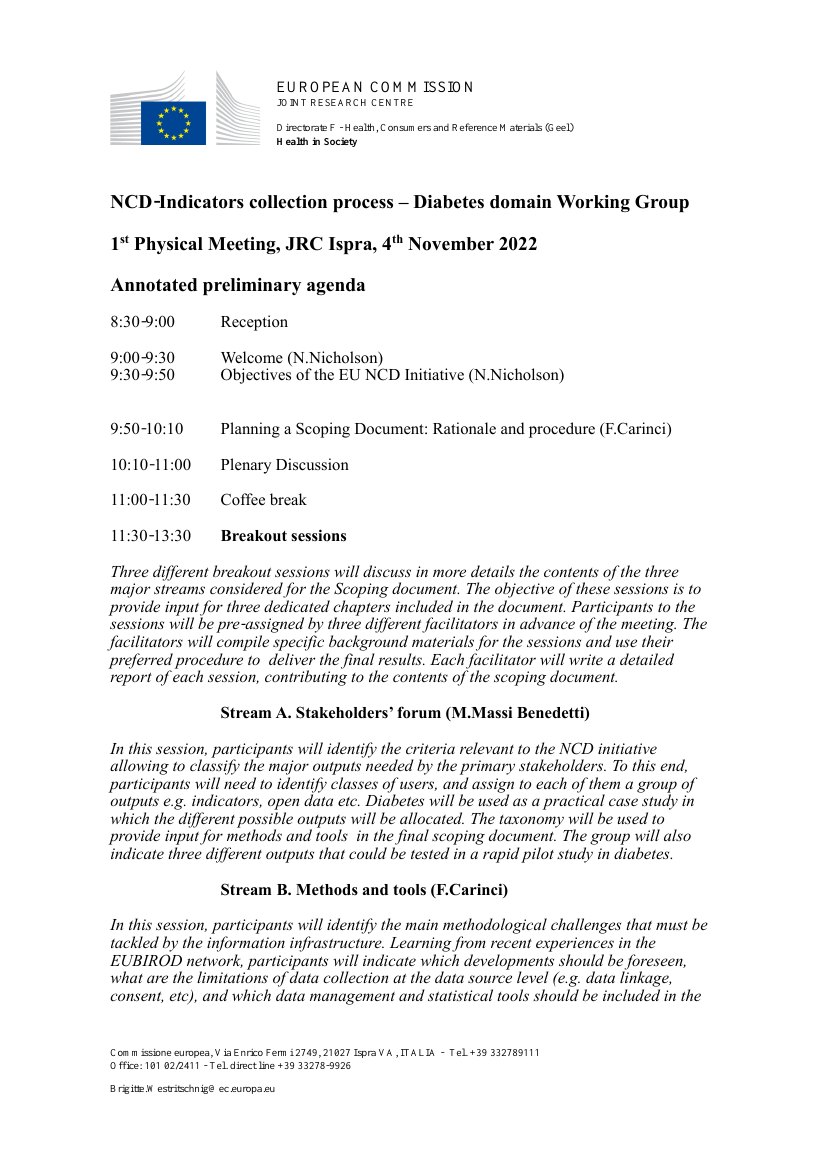 First page of the original agenda for the CHIEF 1st Annual Meeting · 4 November 2022