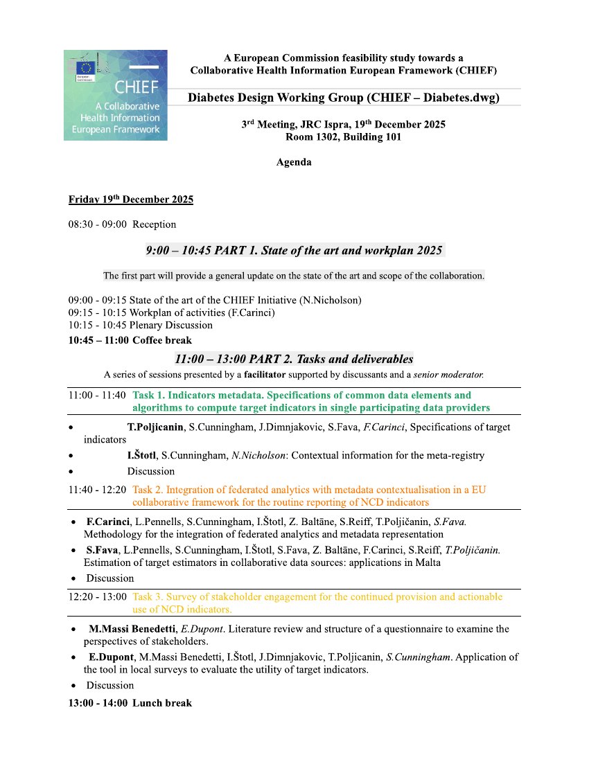 First page of the original agenda for the CHIEF 3rd Annual Meeting · 19 December 2025